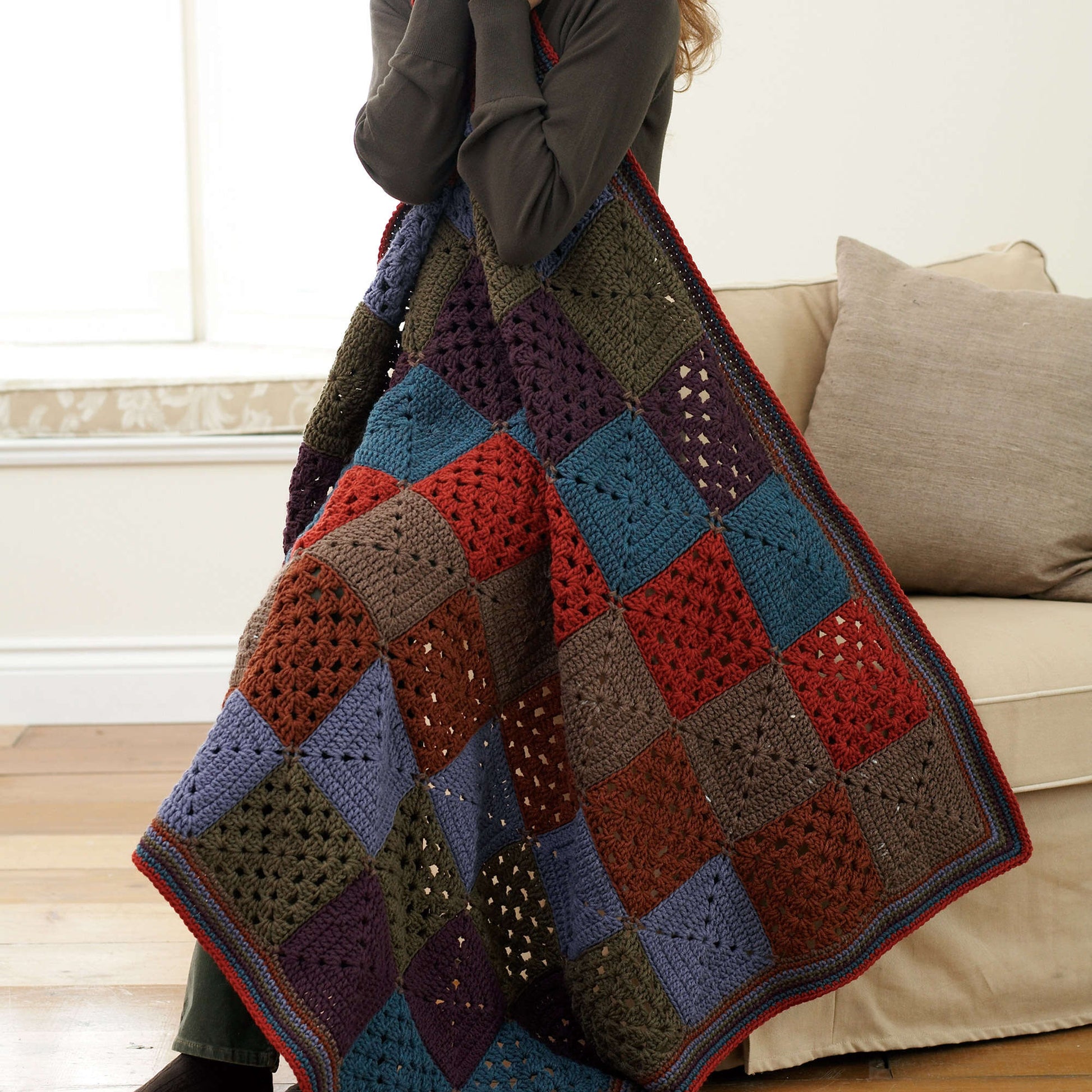 Bernat Granny Afghan Crochet Blanket made in Bernat Super Value yarn