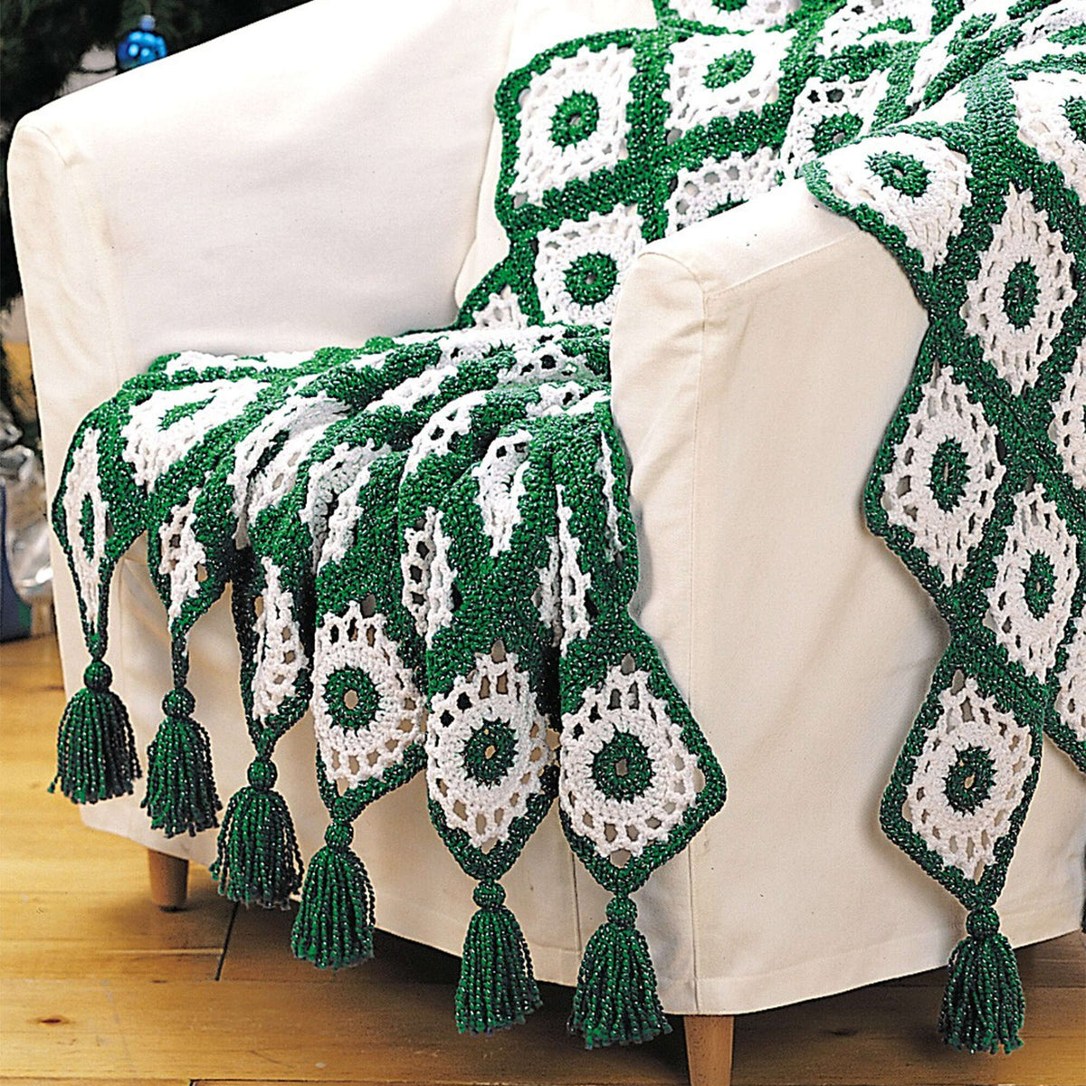 Crochet Blanket made in Bernat Happy Holidays yarn