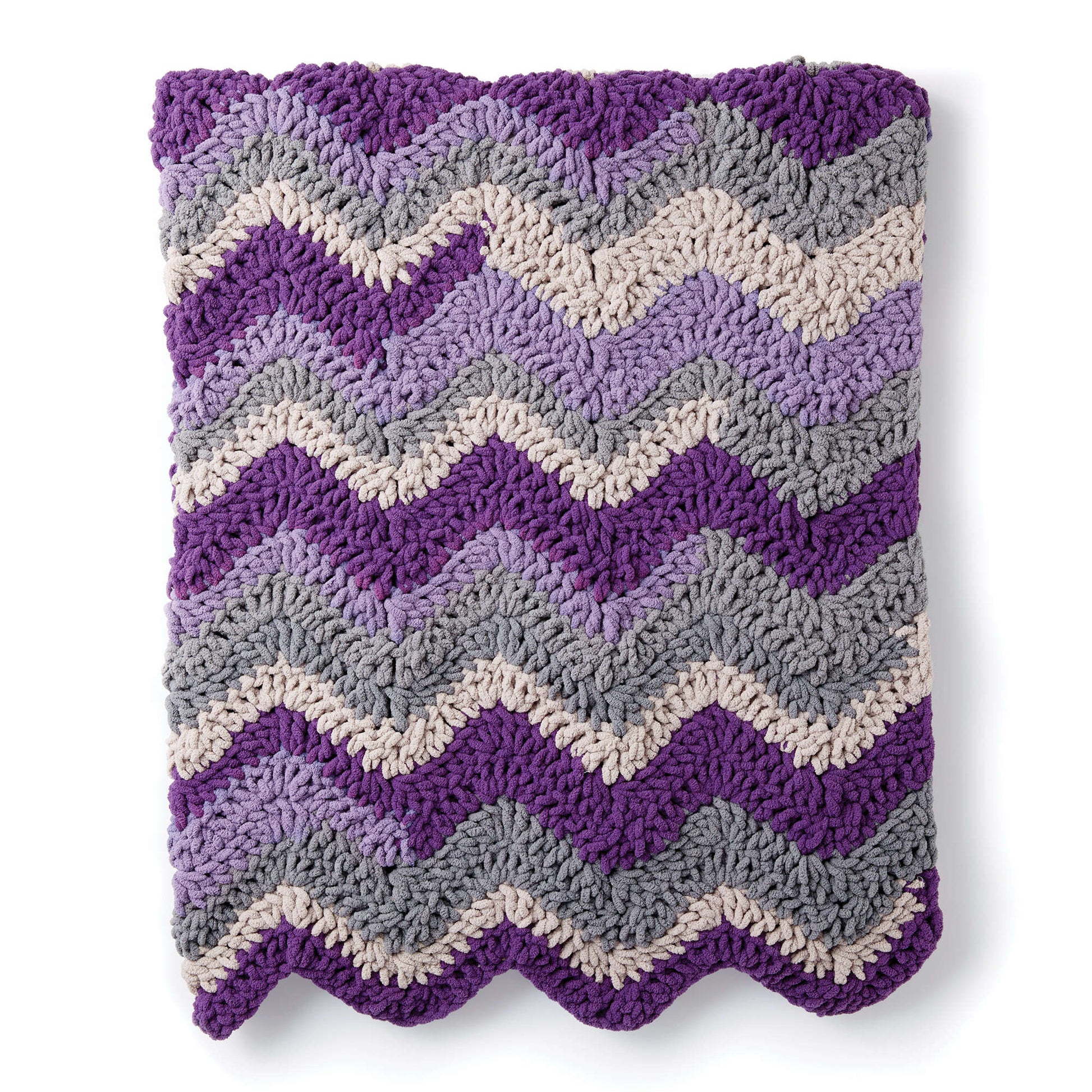 Bernat Forever Fleece Chevron Knit Blanket Pattern
