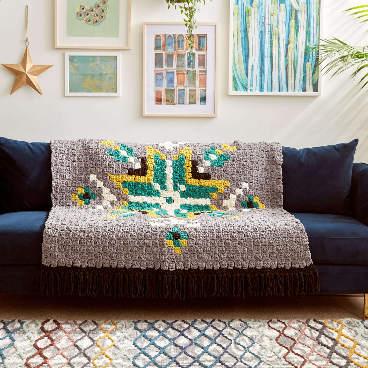 Crochet Blanket made in Bernat Blanket yarn