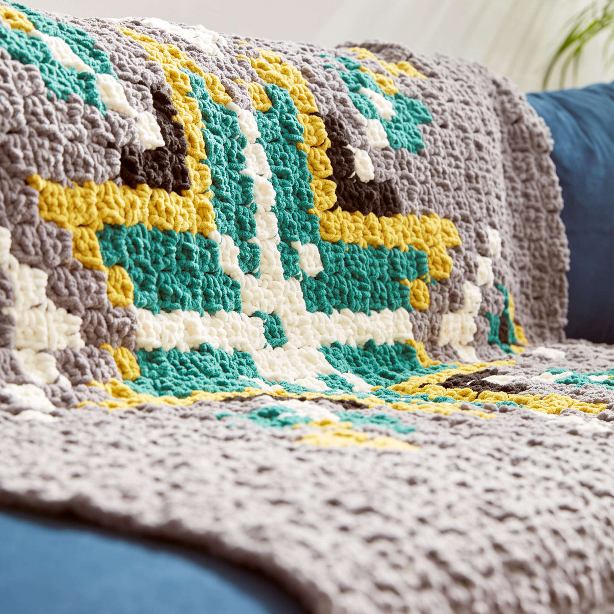 Crochet Blanket made in Bernat Blanket yarn