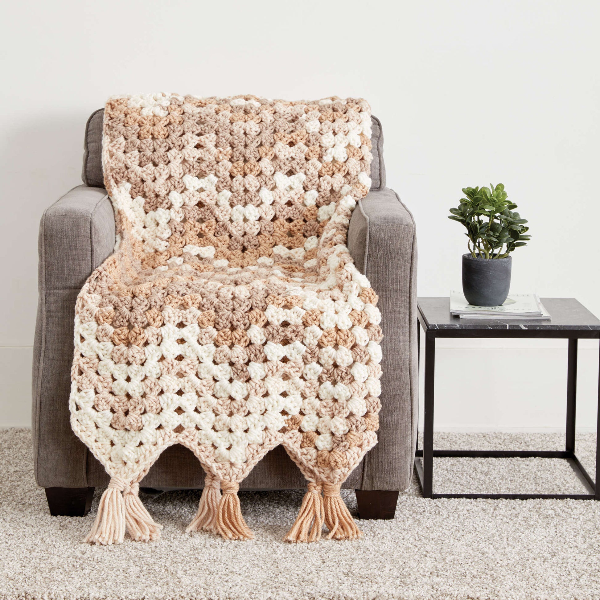 Bernat Wavy Granny Crochet Blanket Single Size