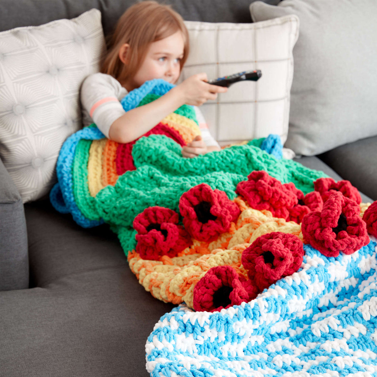 Crochet Blanket made in Bernat Baby Blanket yarn