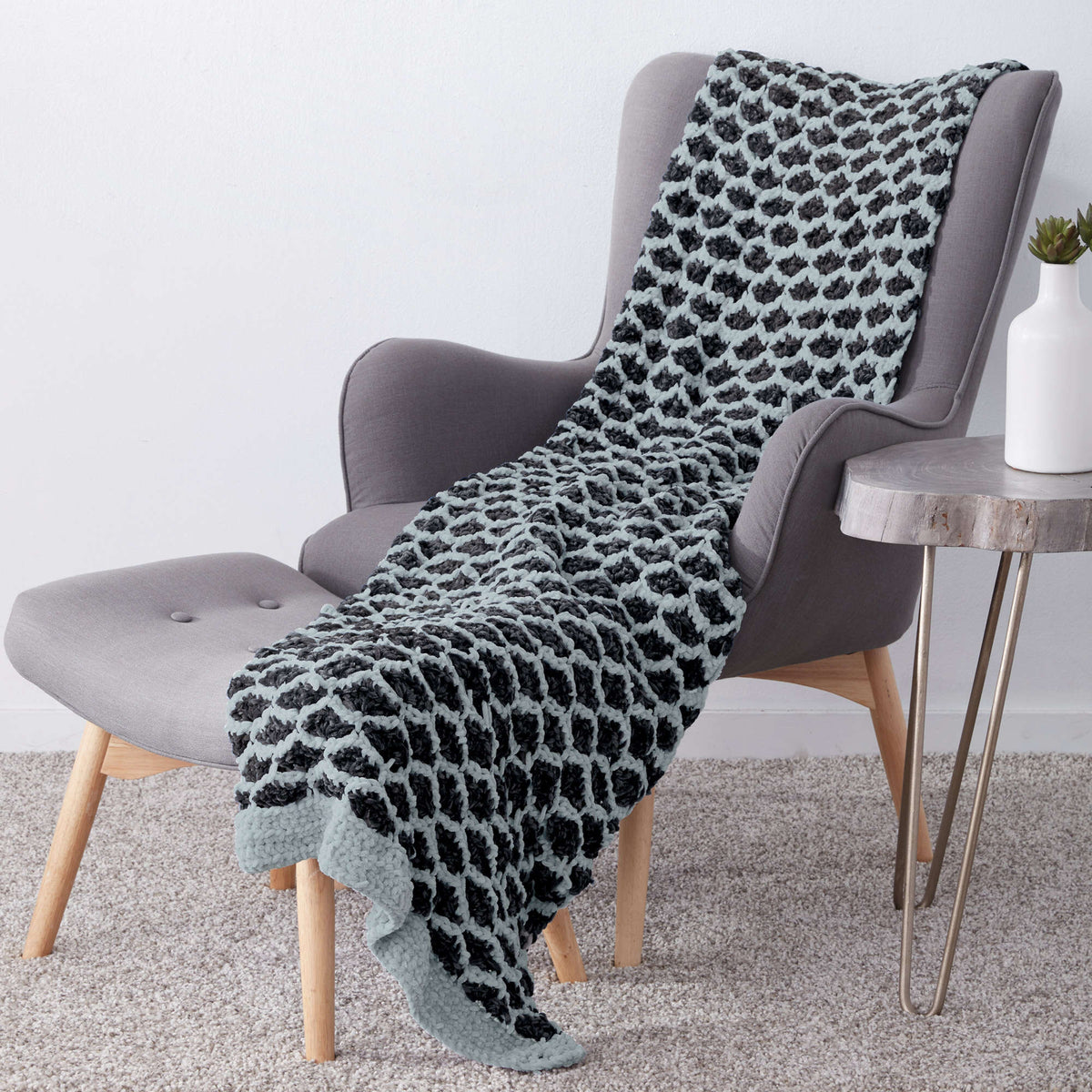 Crochet Blanket made in Bernat Velvet yarn