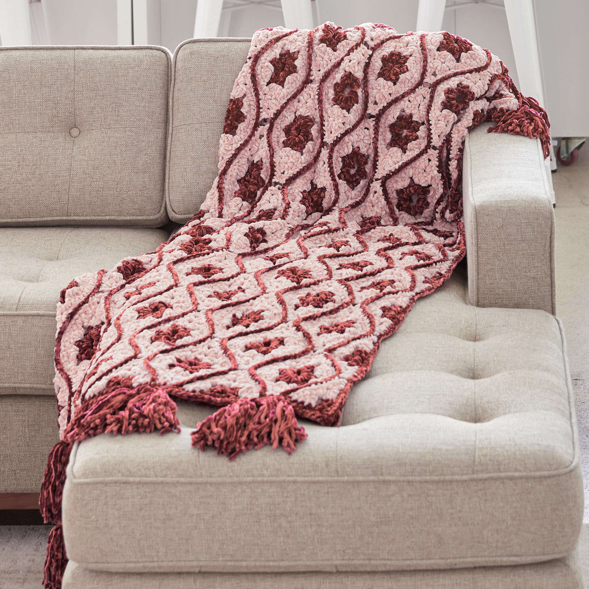 Crochet Blanket made in Bernat Velvet yarn