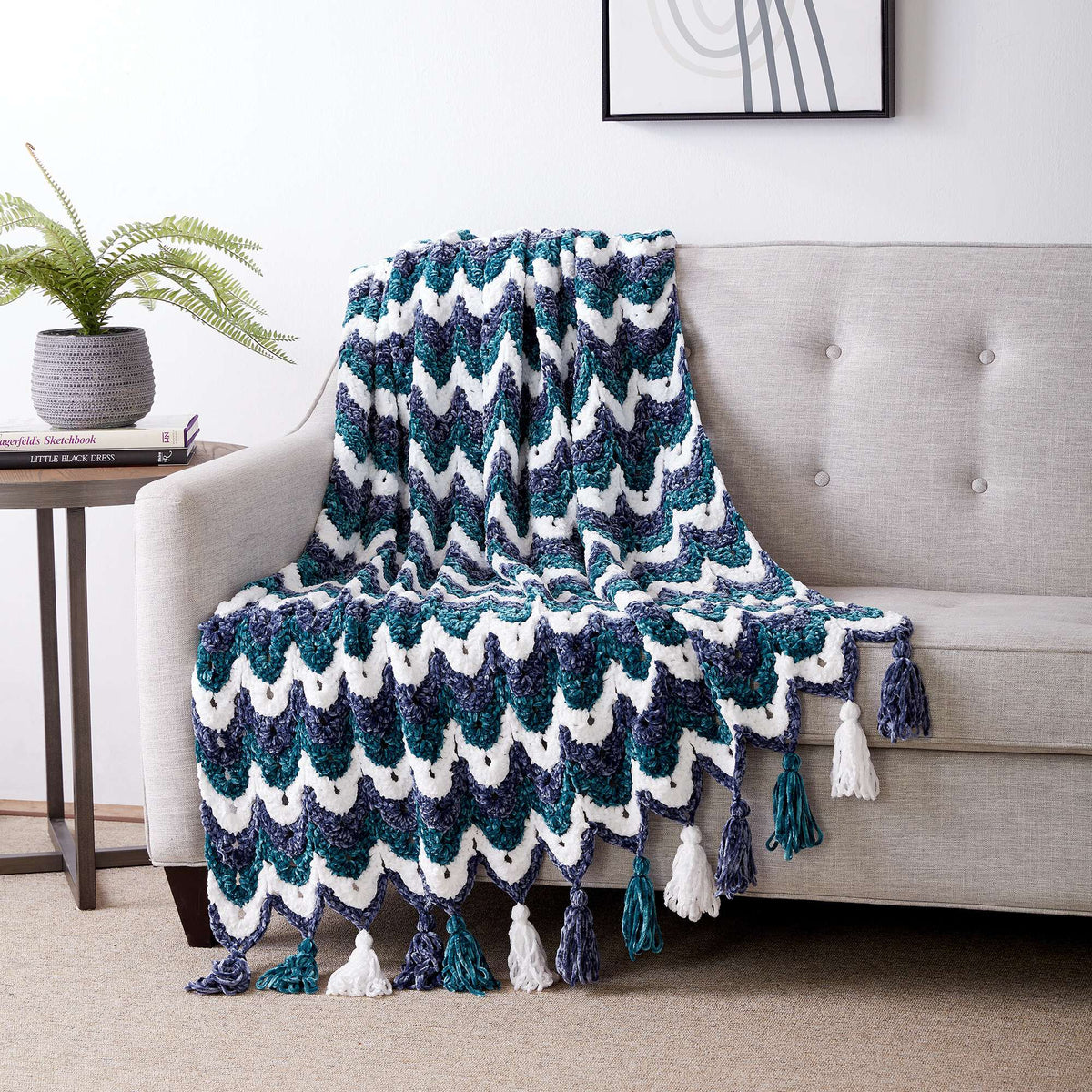 Crochet Blanket made in Bernat Velvet yarn