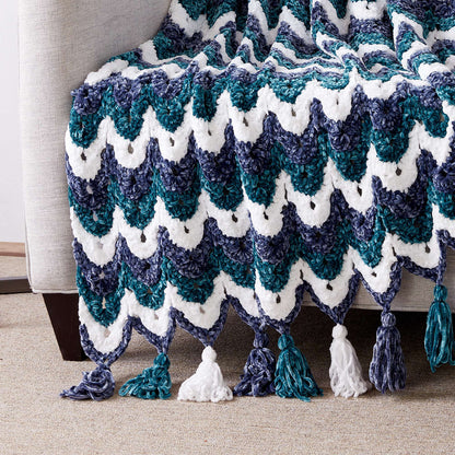 Bernat Crochet Ogee Stitch Afghan Crochet Blanket made in Bernat Velvet yarn