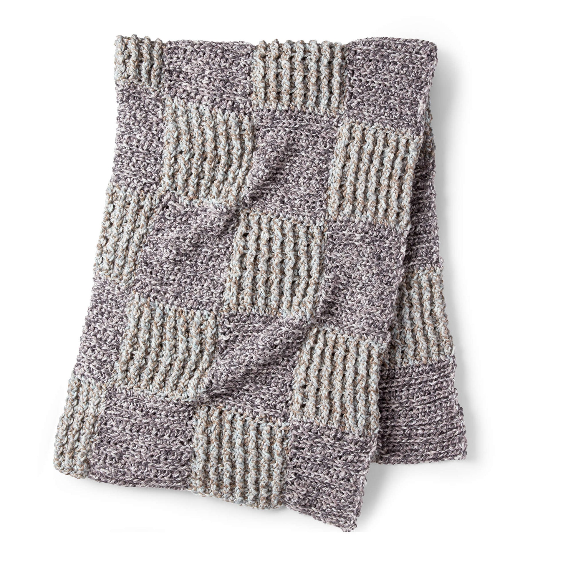 Free Bernat Twisted Grid Crochet Blanket Pattern