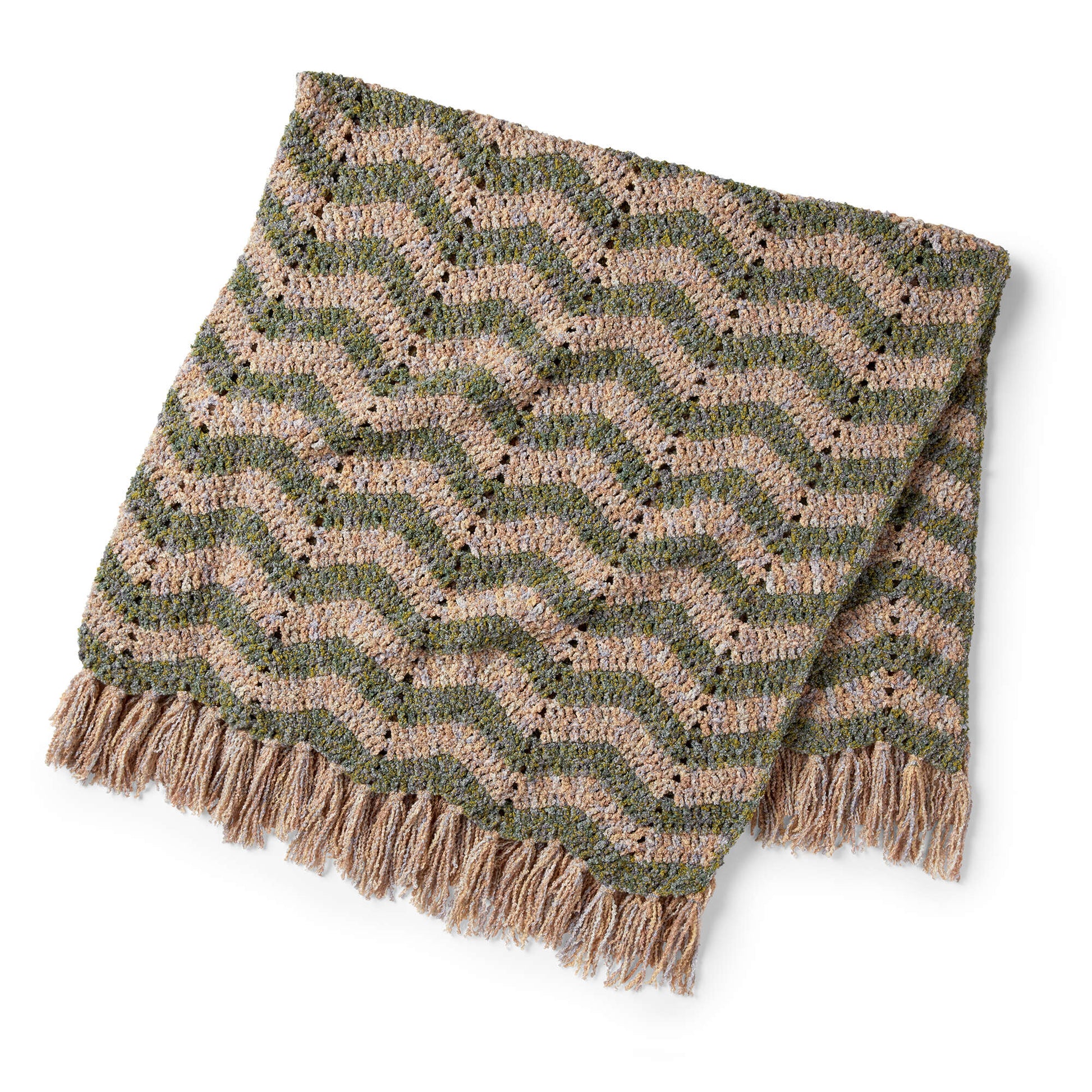 Free Bernat Mossy Mountains & Valleys Crochet Blanket Pattern