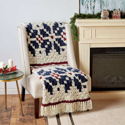 Bernat Crochet C2C Nordic Motif Blanket Crochet Blanket made in Bernat Softee Chunky Tweeds yarn
