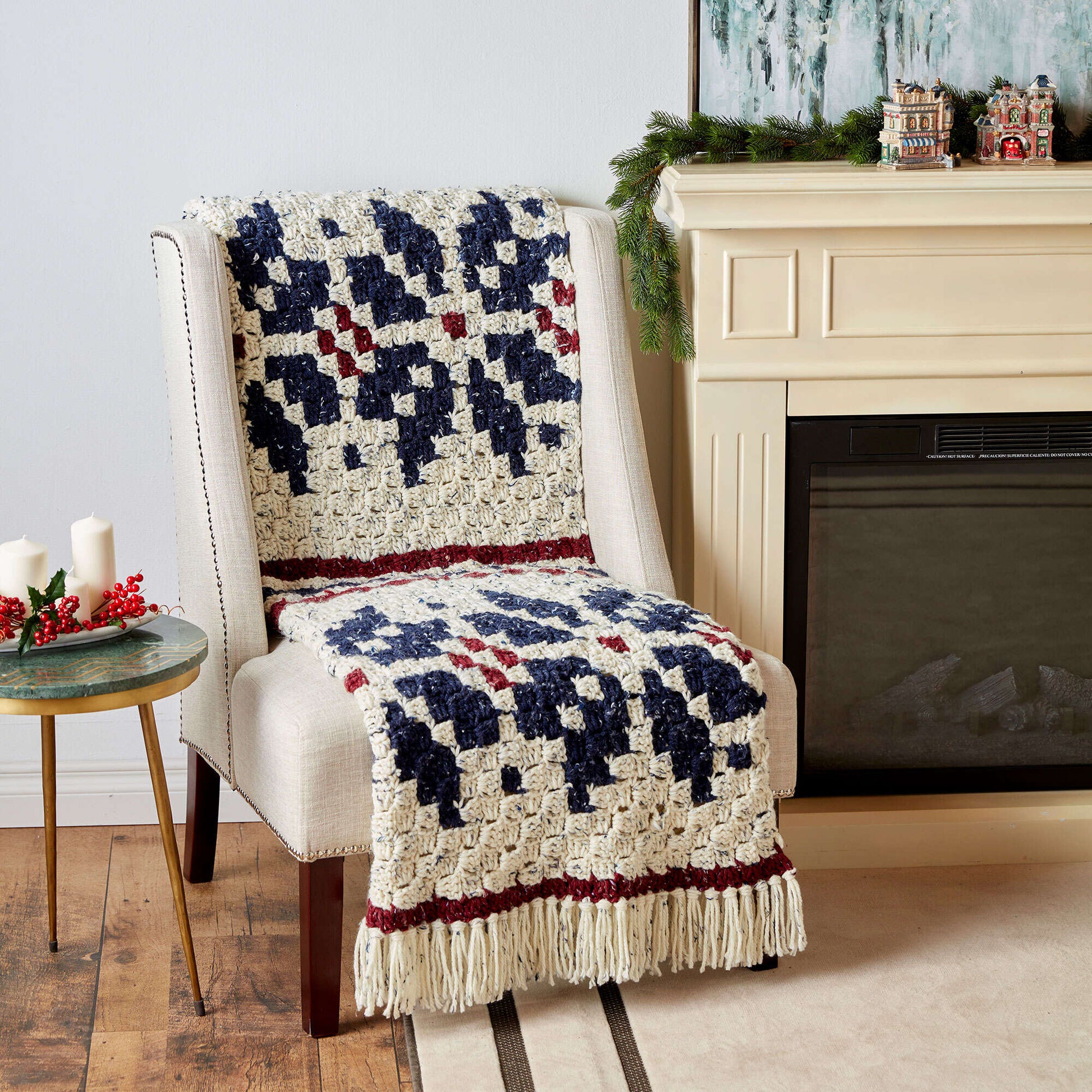 Free Bernat Crochet C2C Nordic Motif Blanket Pattern