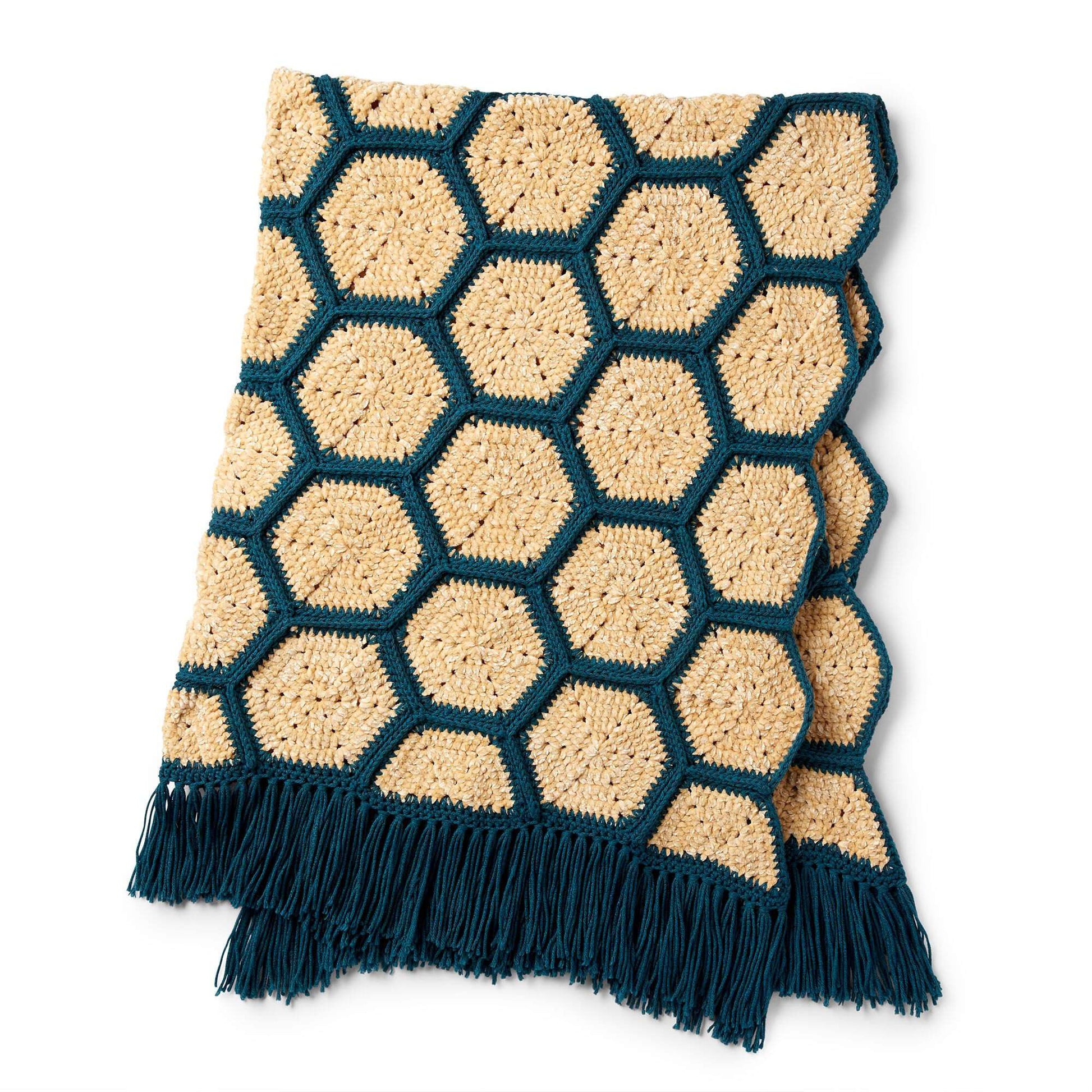 Free Bernat Velvet Honeycomb Crochet Blanket Pattern