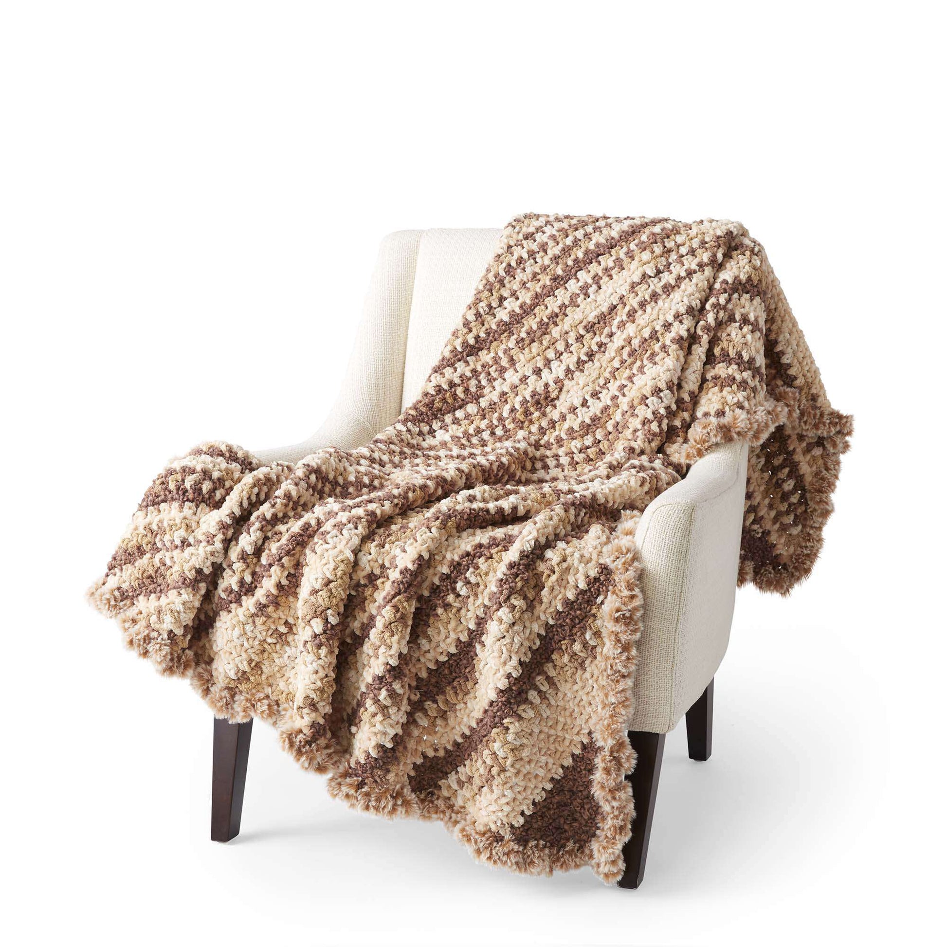 Free Bernat Fur Trimmed C2C Crochet Blanket Pattern