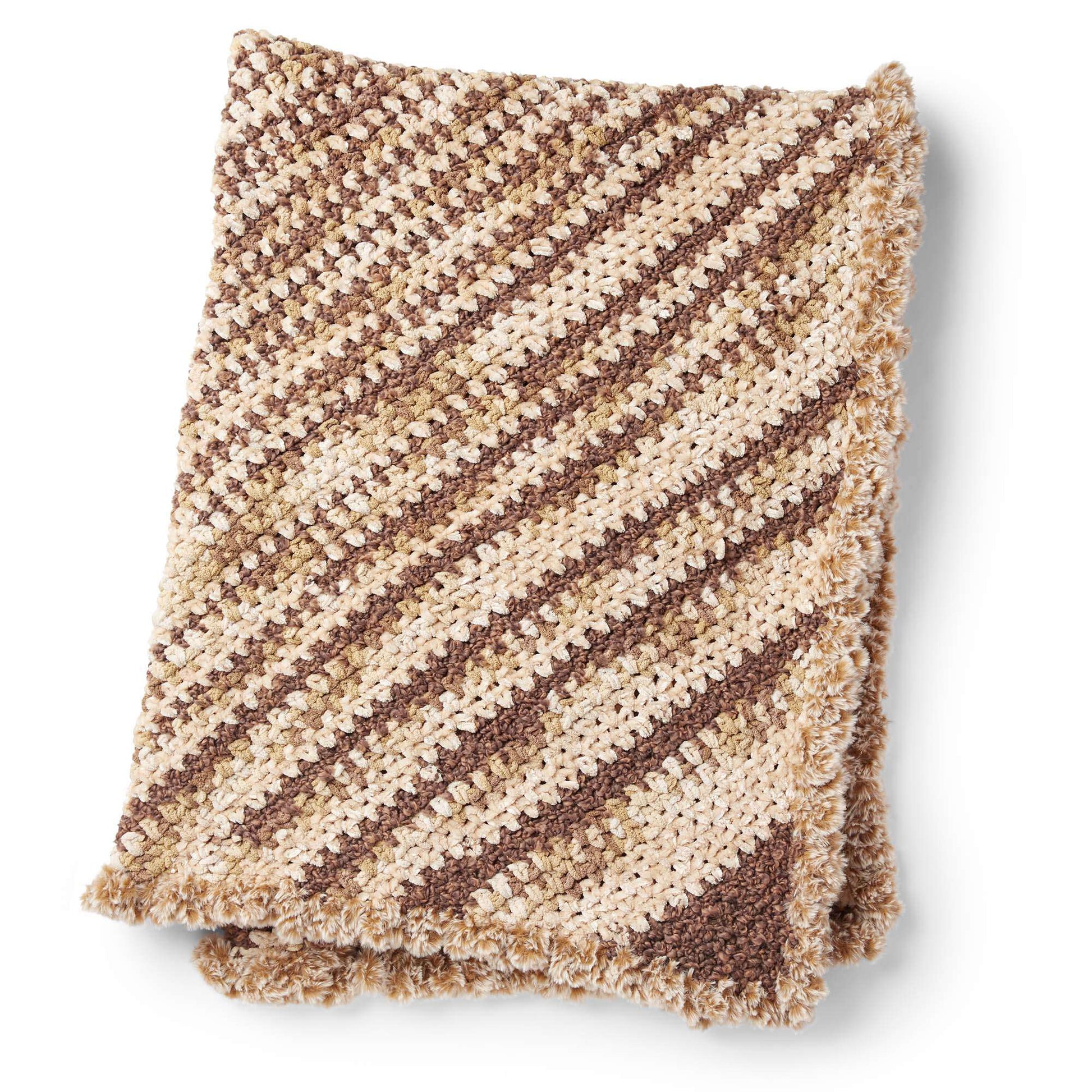 Free Bernat Fur Trimmed C2C Crochet Blanket Pattern