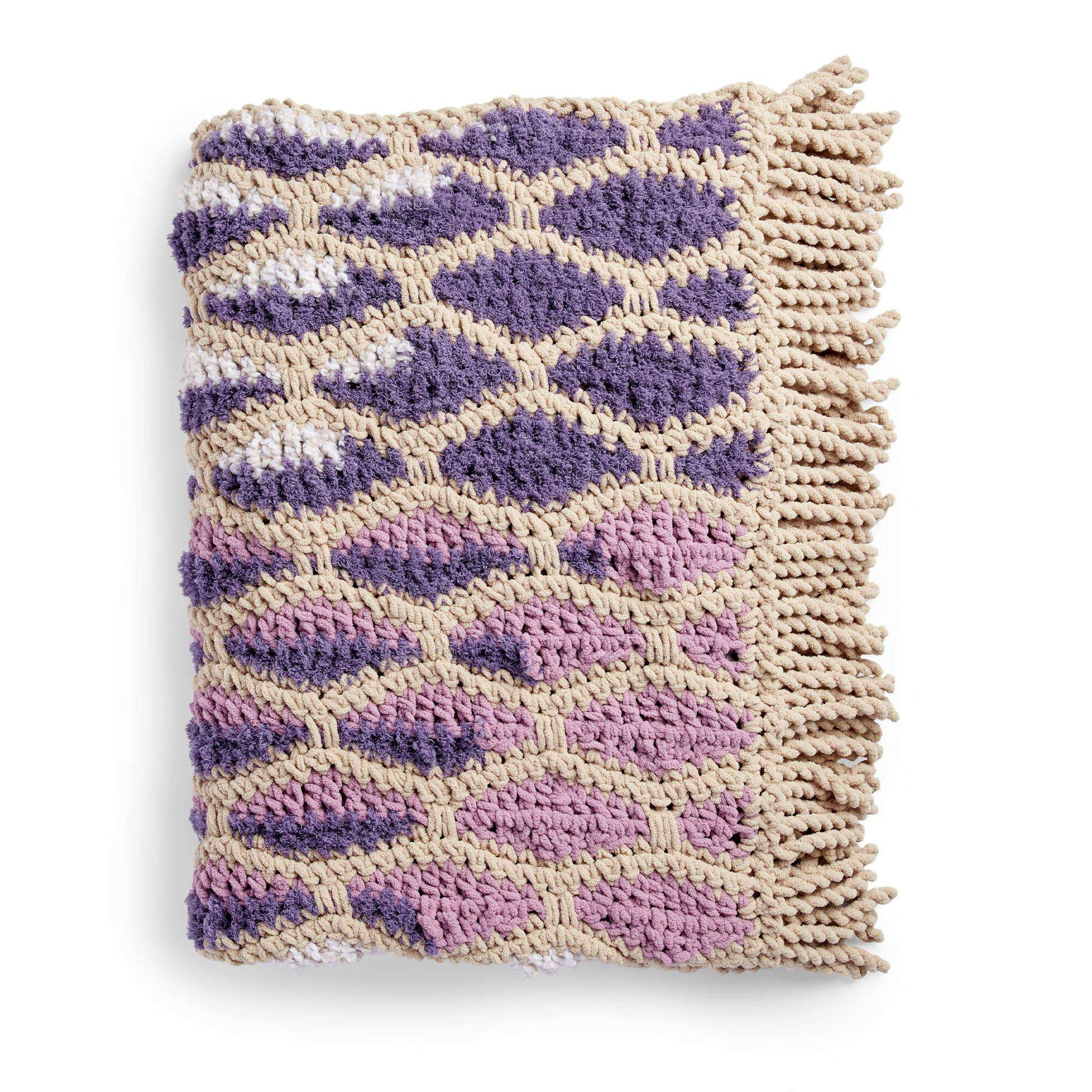Free Bernat Dancing Diamonds Crochet Blanket Pattern