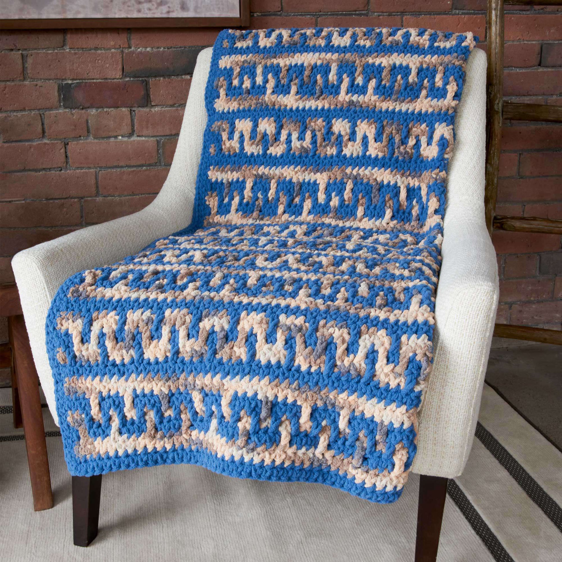 Free Bernat Greek Key Mosaic Crochet Blanket Pattern