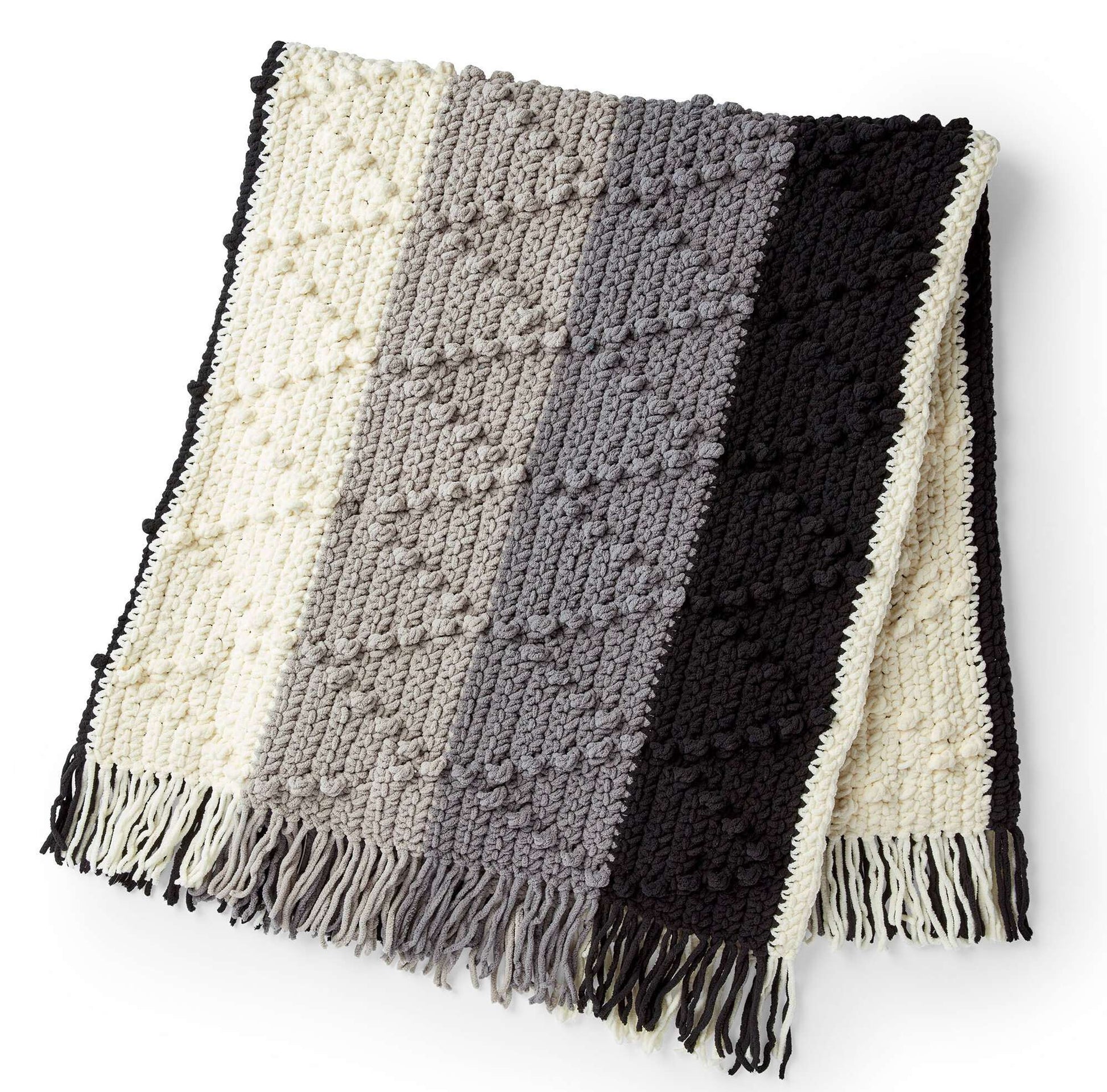 Free Bernat Bobble Chevron Striped Crochet Blanket Pattern