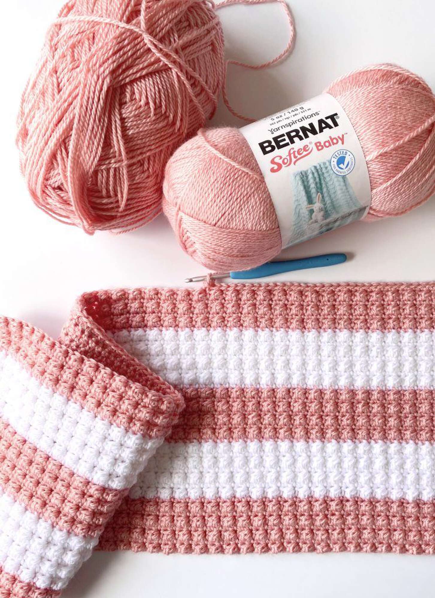 Free Bernat Crochet Fruity Stripes Crochet Baby Blanket Pattern