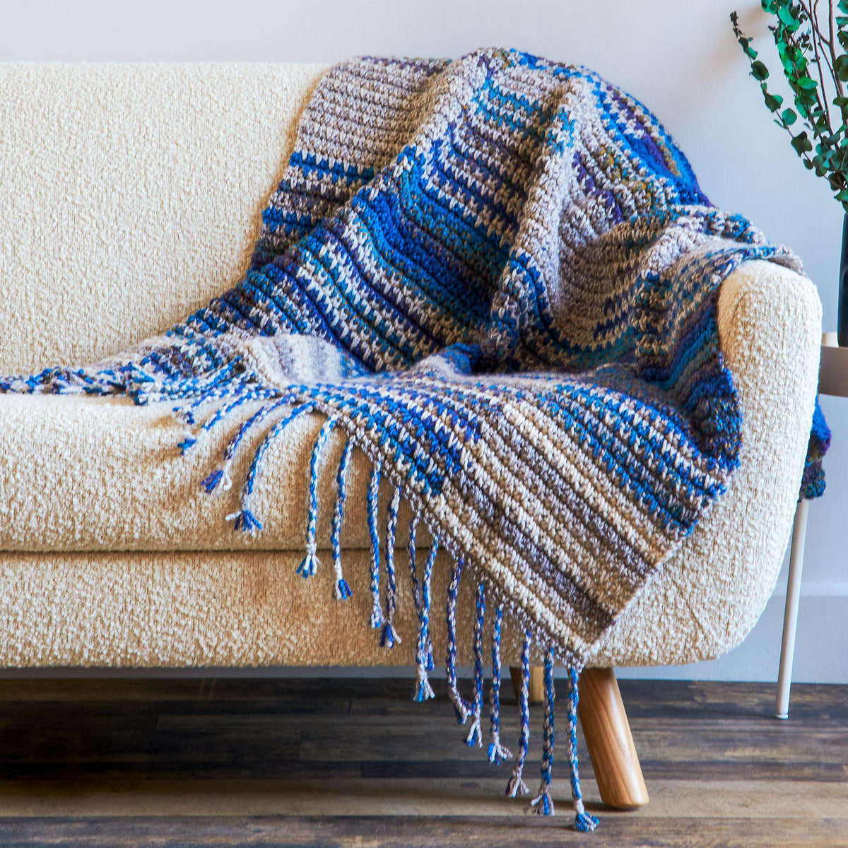 Crochet Blanket made in Bernat Wavelength yarn