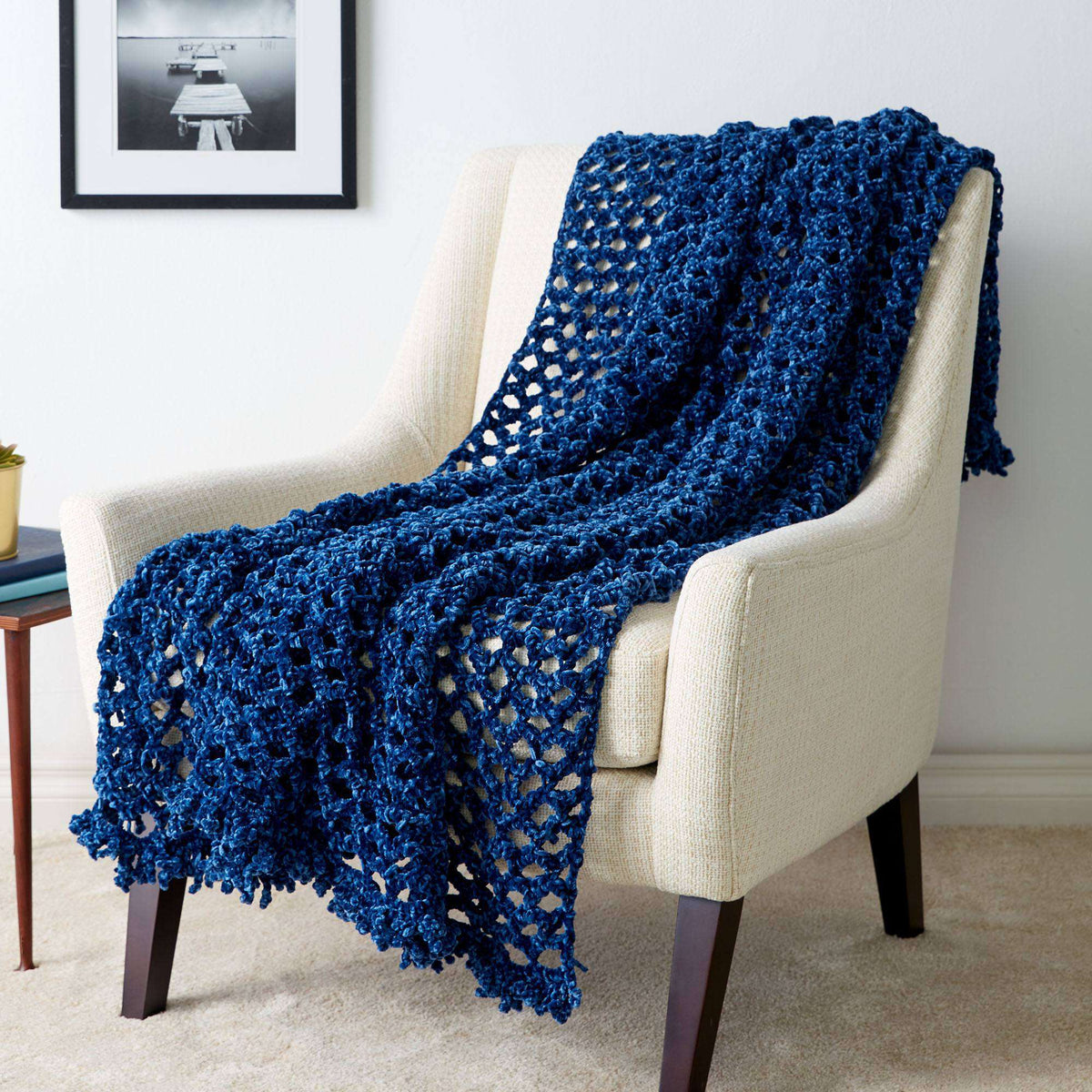 Crochet Blanket made in Bernat Velvet yarn