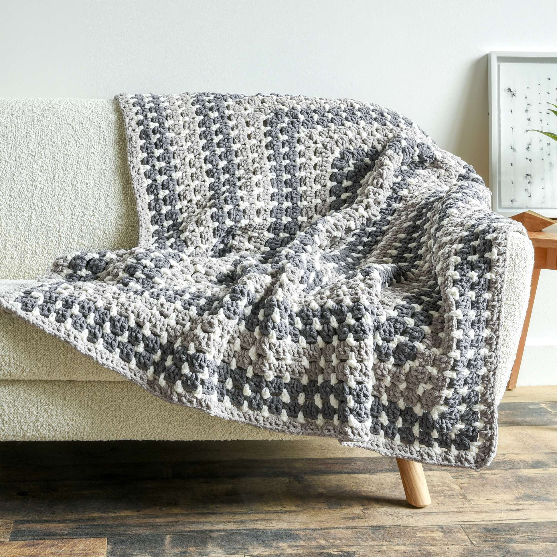 Free Bernat Rectangle Granny Crochet Blanket Pattern