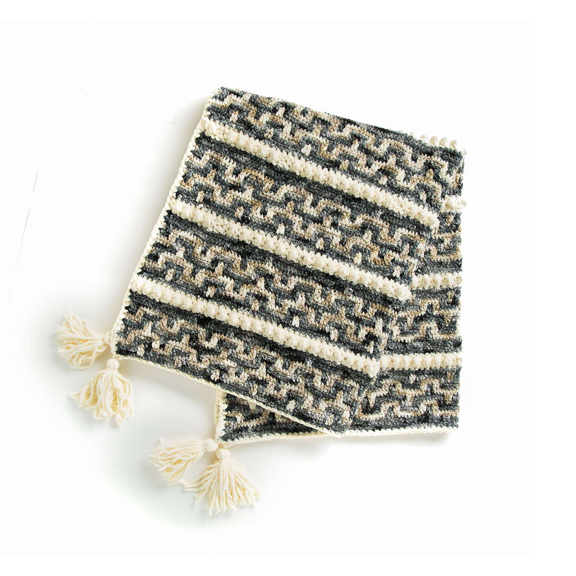 Free Bernat Snow Capped Mosaic Stitch Crochet Blanket Pattern