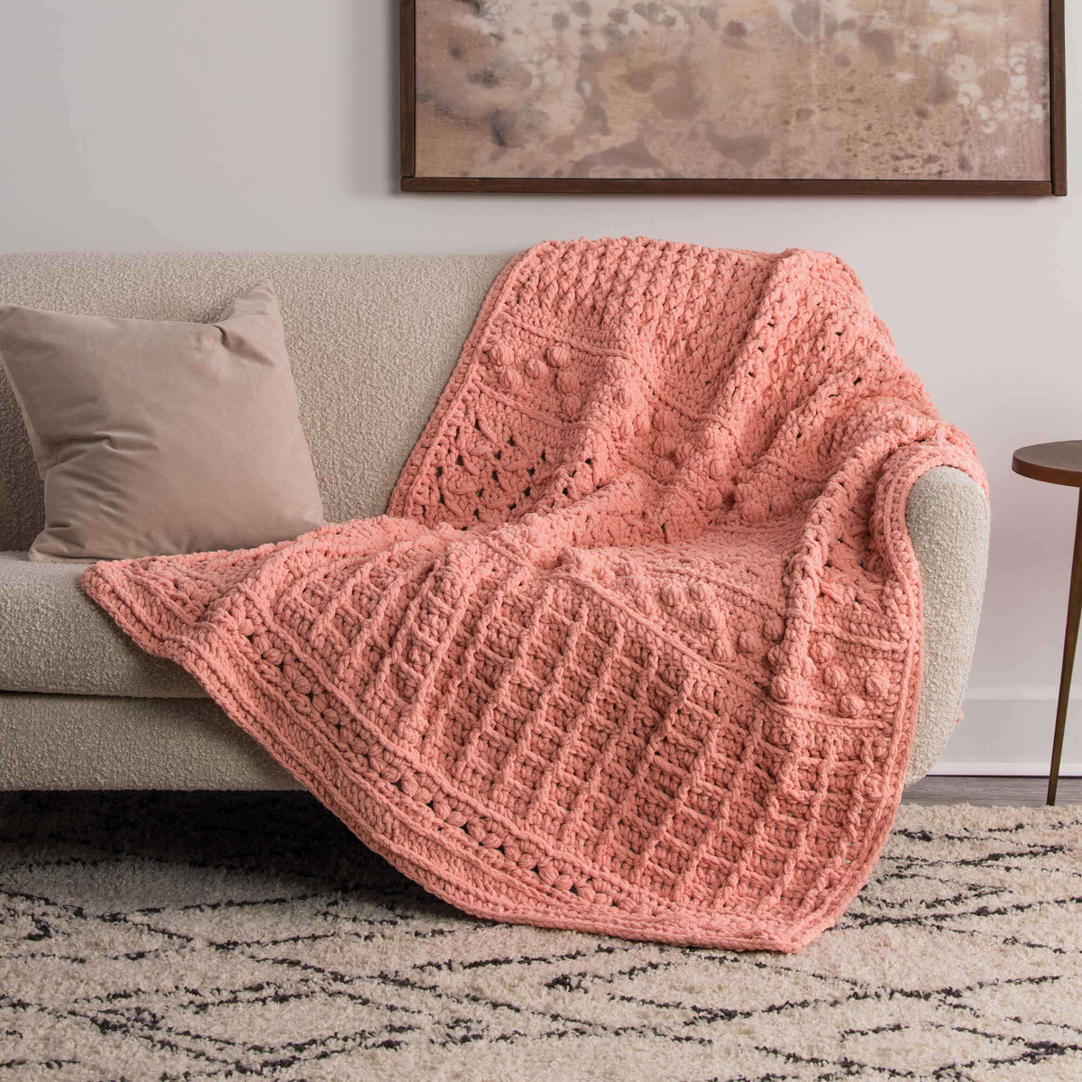 Crochet Blanket made in Bernat Blanket Sparkle yarn