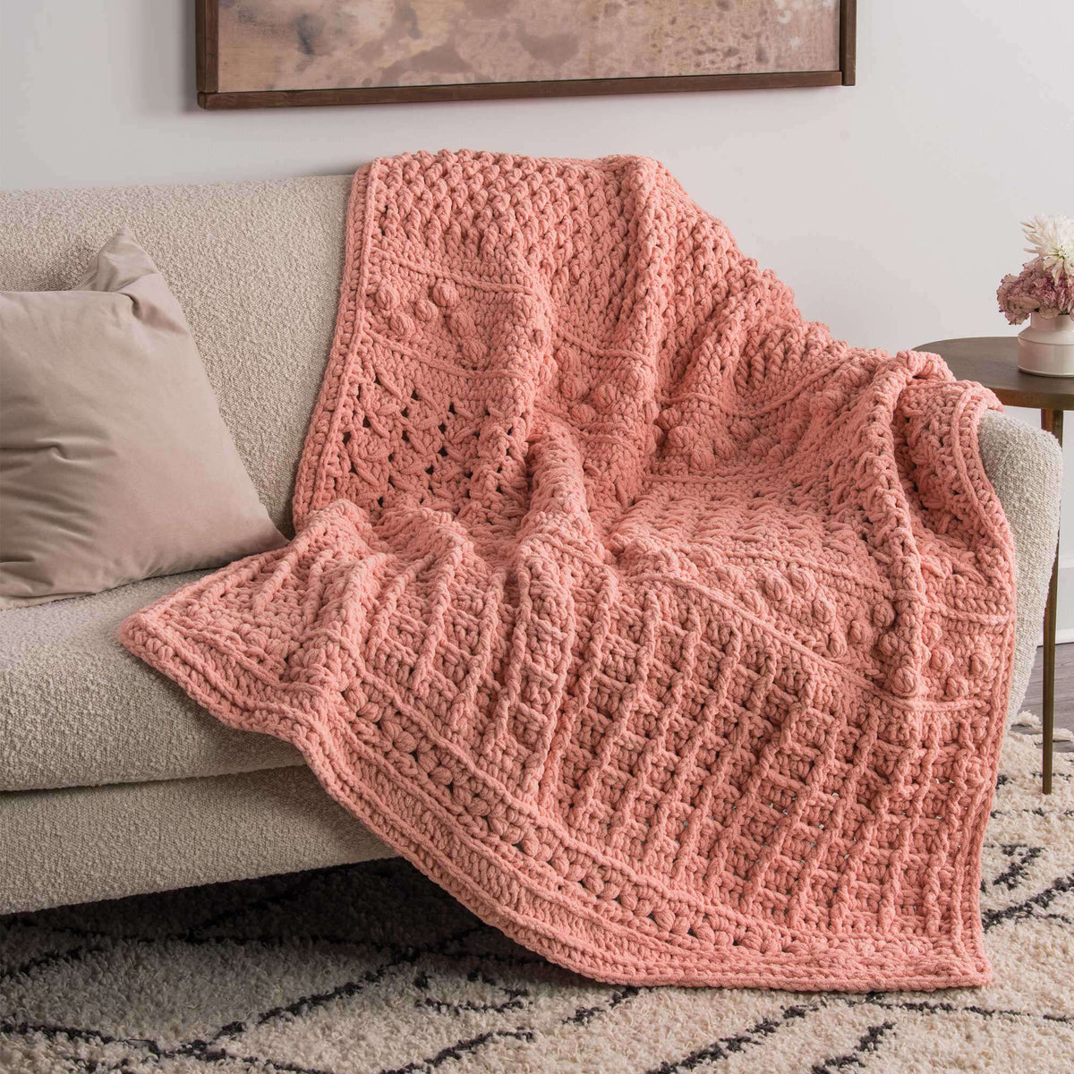 Crochet Blanket made in Bernat Blanket Sparkle yarn