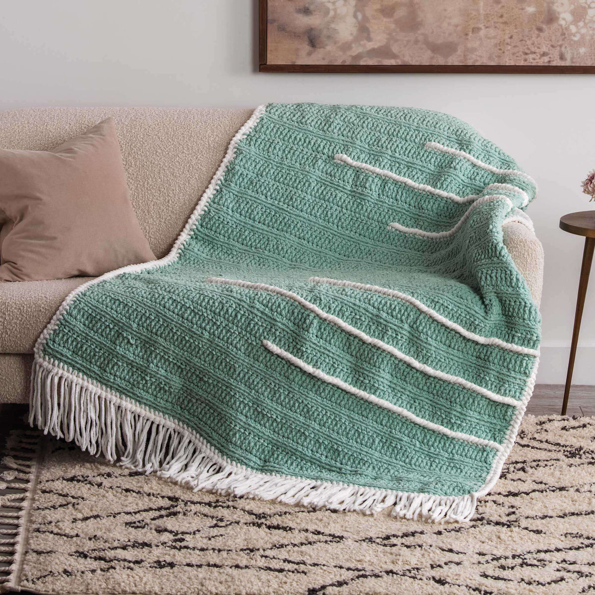 Crochet Blanket made in Bernat Blanket Sparkle yarn