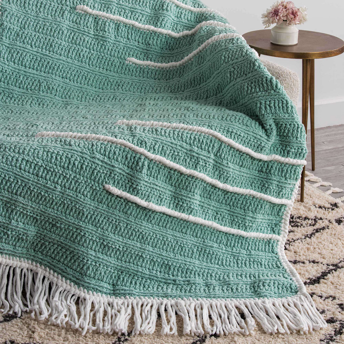 Crochet Blanket made in Bernat Blanket Sparkle yarn