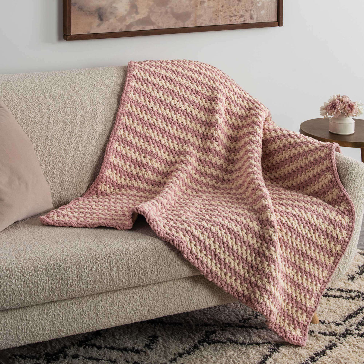 Crochet Blanket made in Bernat Blanket Sparkle yarn