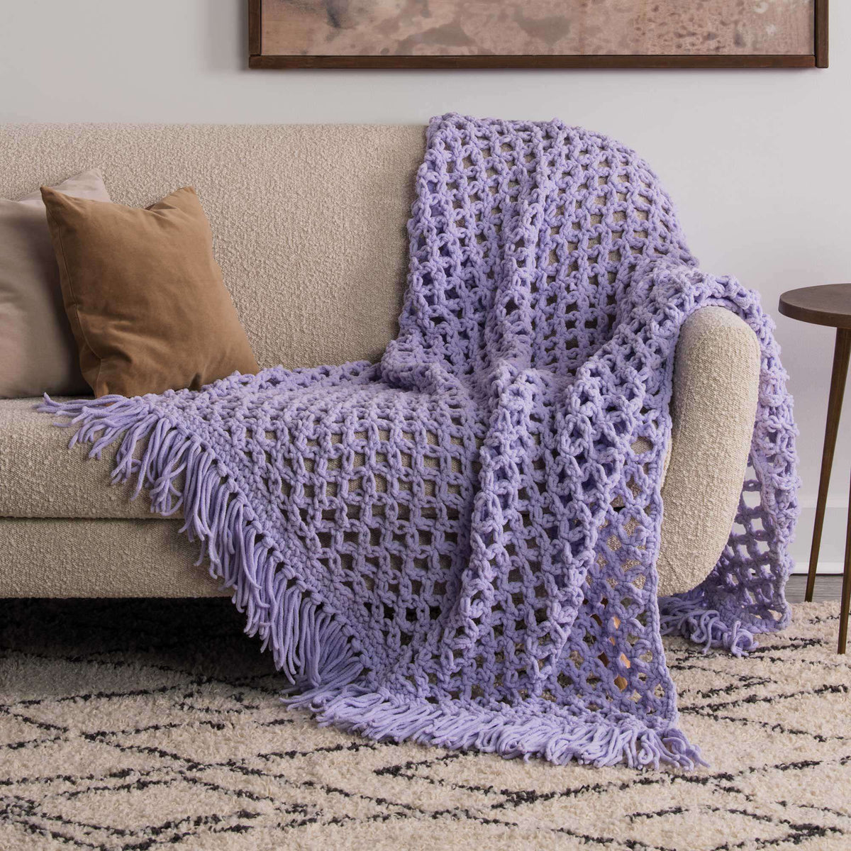 Crochet Blanket made in Bernat Blanket Sparkle yarn
