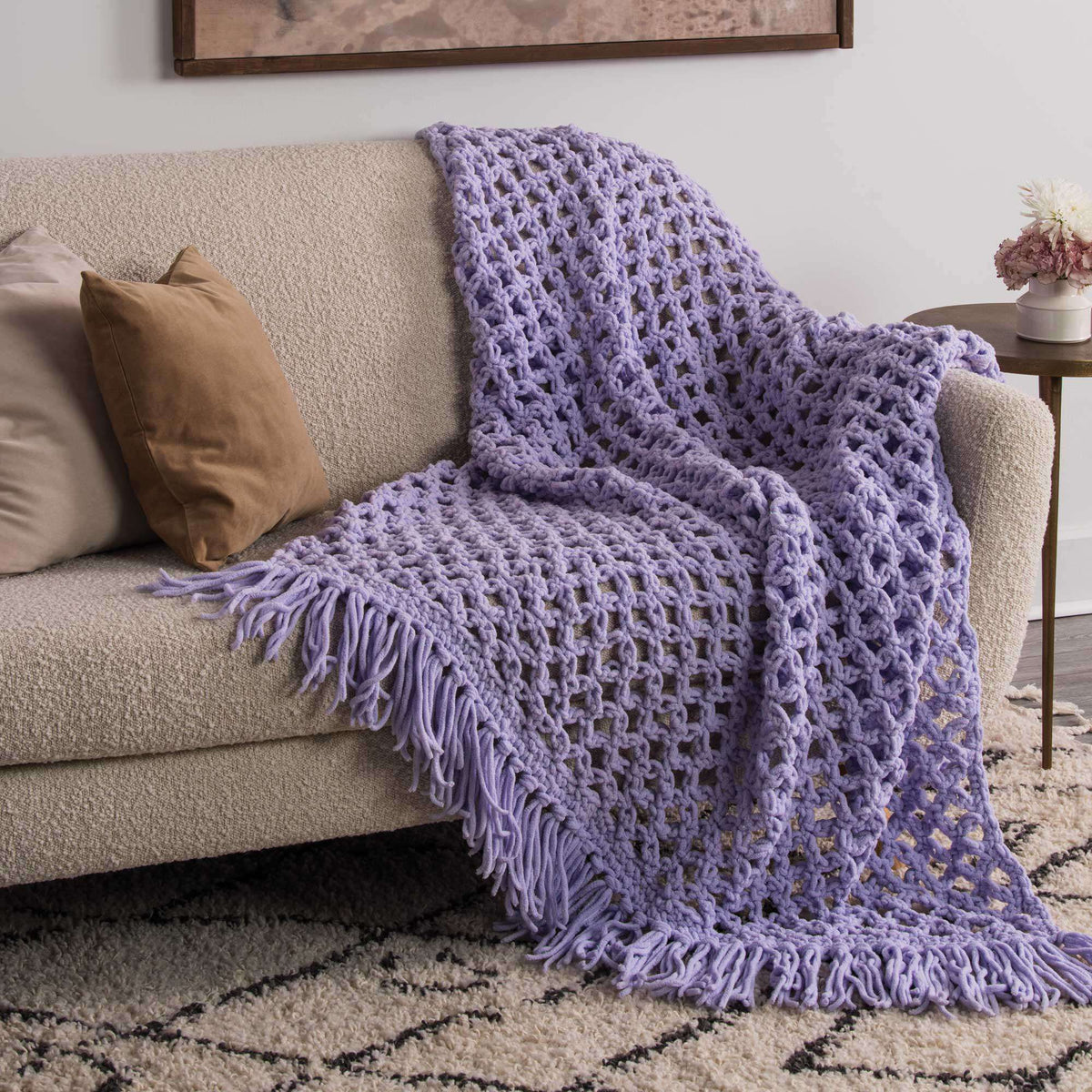 Crochet Blanket made in Bernat Blanket Sparkle yarn