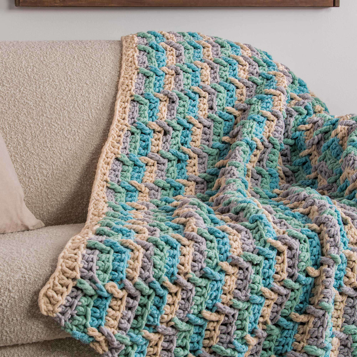 Crochet Blanket made in Bernat Blanket Sparkle yarn