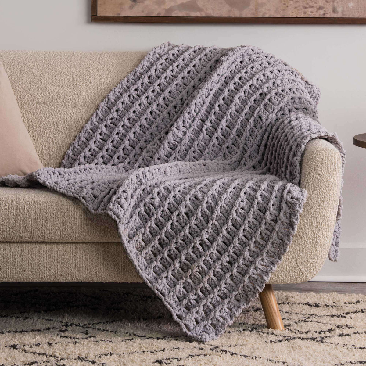 Crochet Blanket made in Bernat Blanket Sparkle yarn