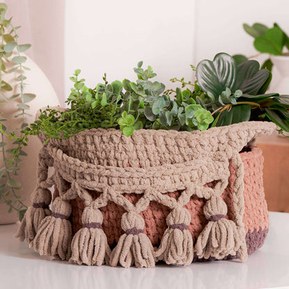 Bernat Crochet One and Done Fancy Basket Crochet Basket made in Bernat Blanket O'Go yarn