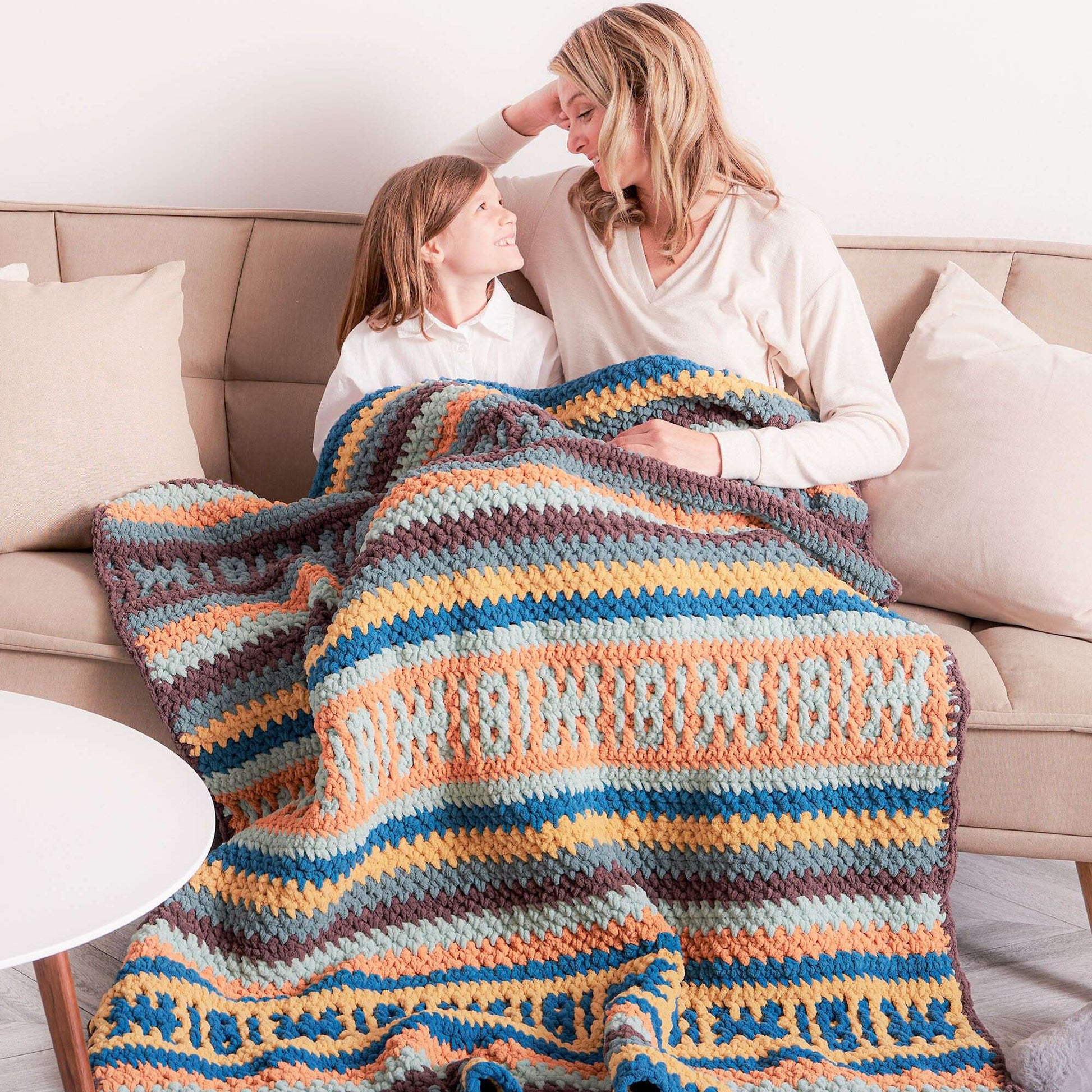 Free Bernat Mosaic Stripes Crochet Blanket Pattern