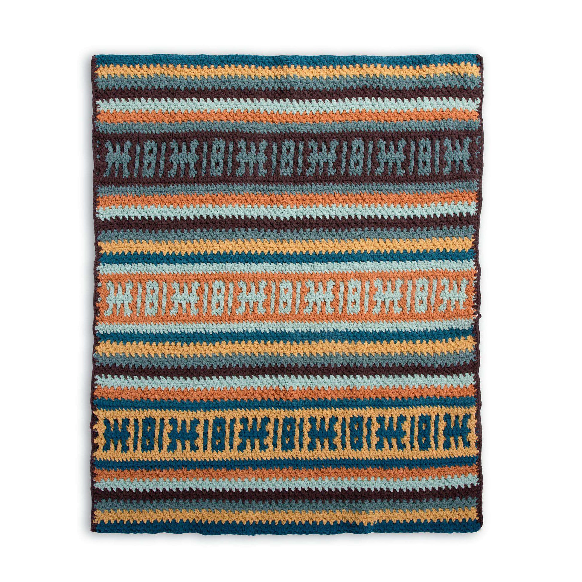 Free Bernat Mosaic Stripes Crochet Blanket Pattern
