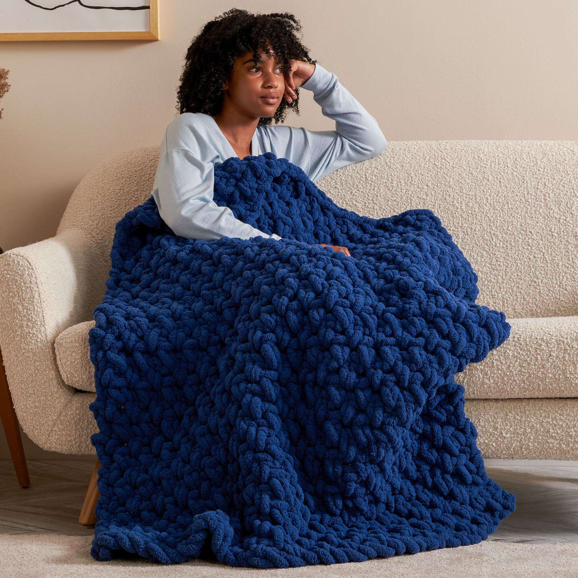 How to Crochet SUPER EASY Jumbo Blanket, Bernat Blanket Big Yarn