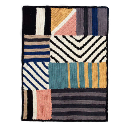 Bernat Seamed Squares Geometric Crochet Blanket Crochet Blanket made in Bernat Blanket O'Go yarn