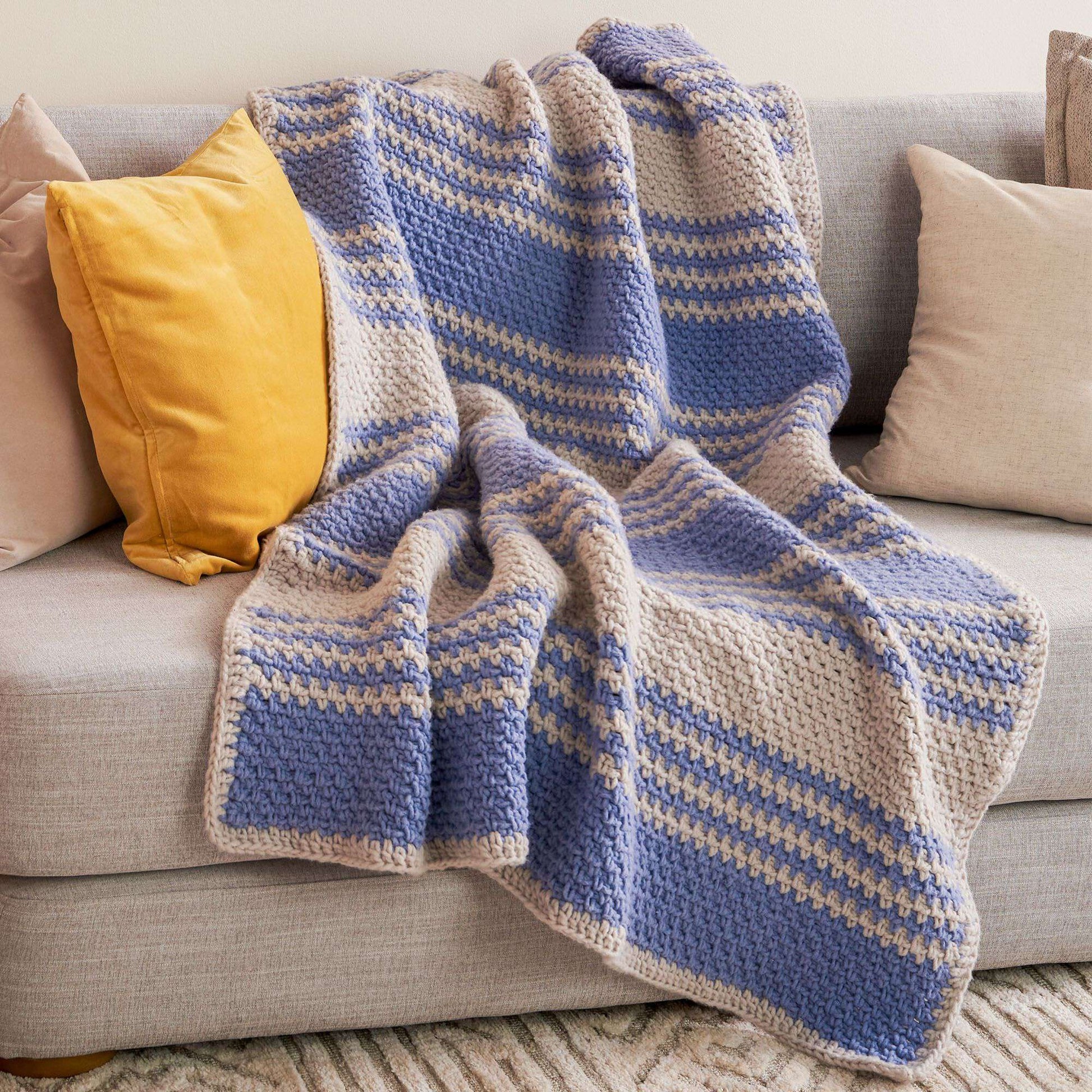 Free Bernat Linen Stitch Stripes Crochet Blanket Pattern