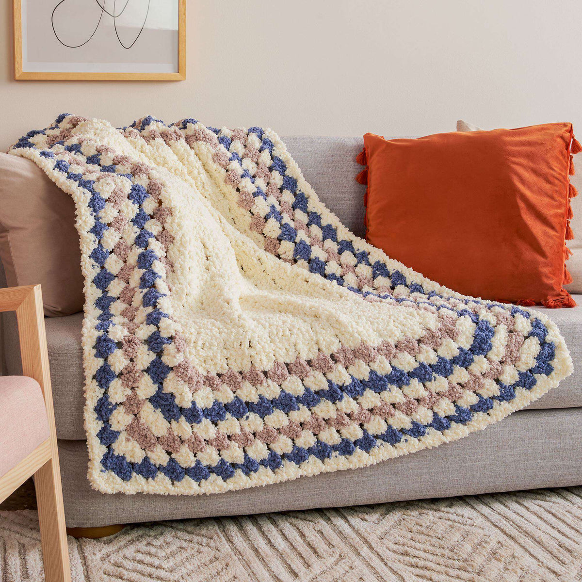 Crochet Blanket made in Bernat Sheepy yarn