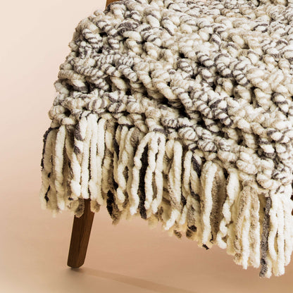 Bernat Crochet Fringed Throw Crochet Blanket made in Bernat Big Bold yarn