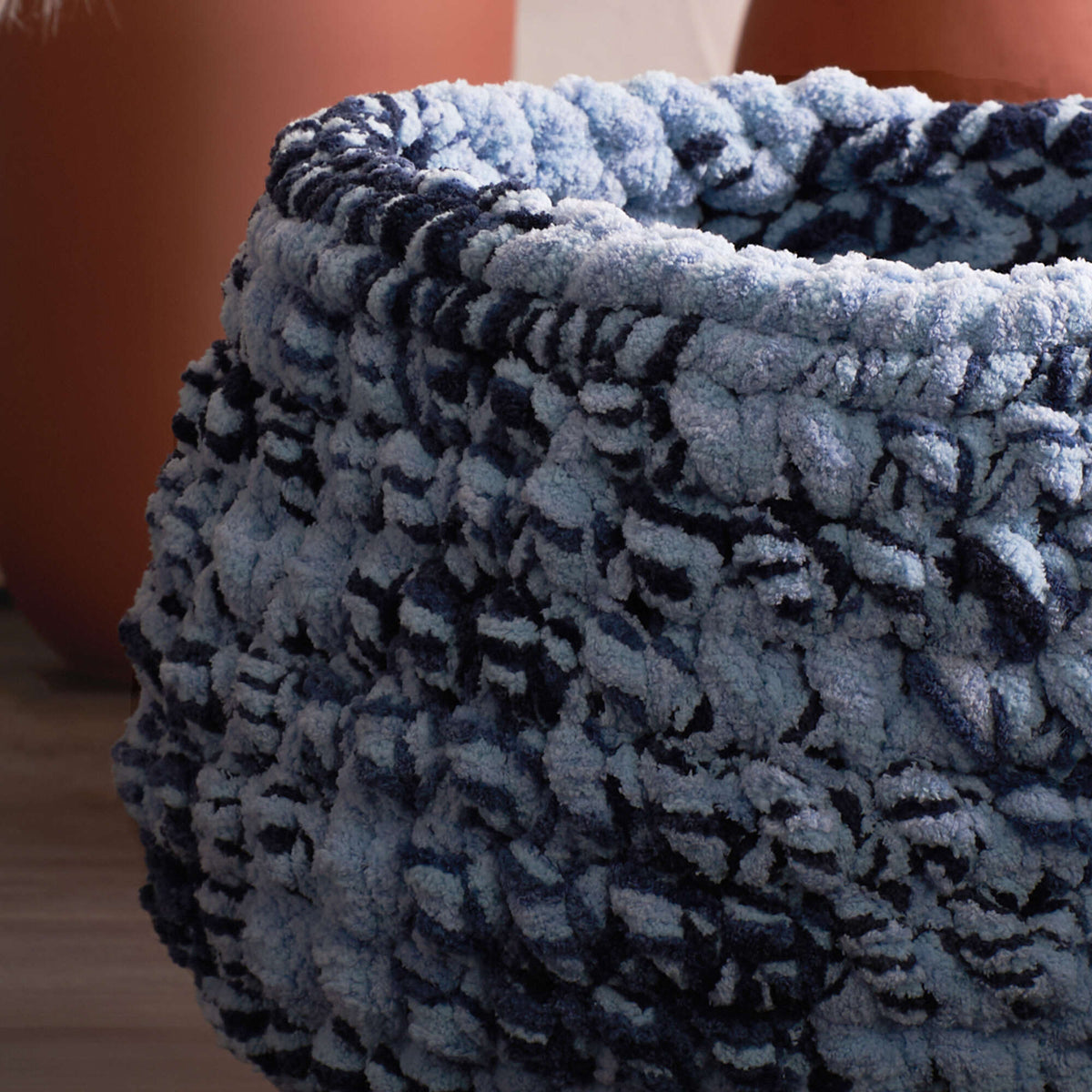 Crochet Basket made in Bernat Big Bold yarn