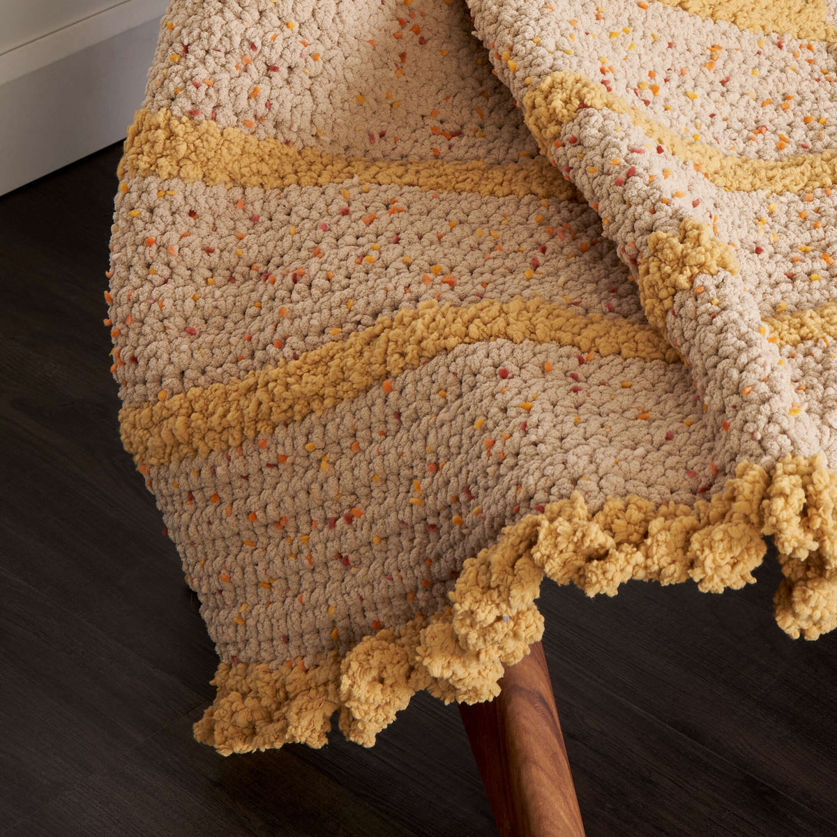 Crochet Blanket made in Bernat Confetti, Sheepy yarn