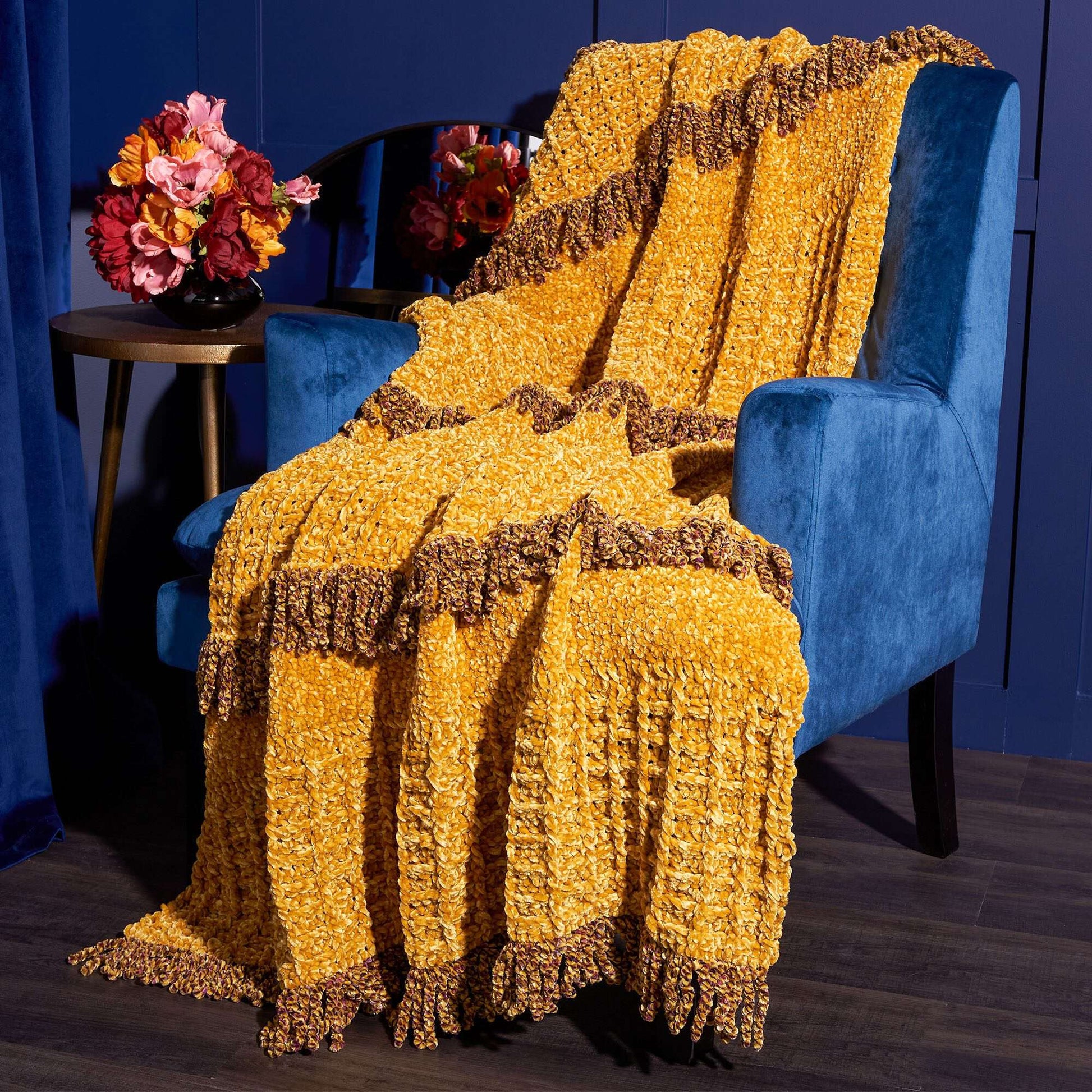 Free Bernat Lush Fringe Crochet Blanket Pattern