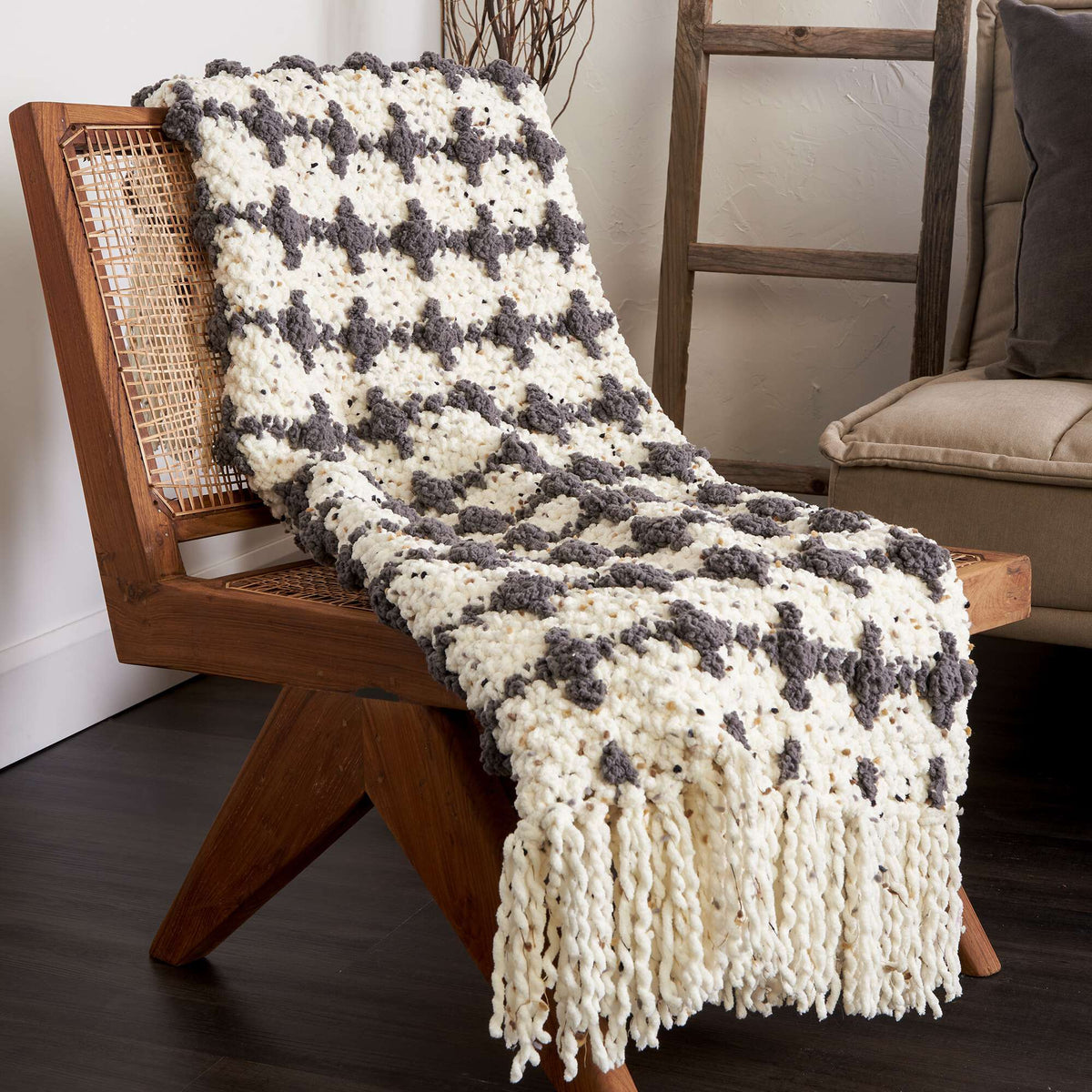 Crochet Blanket made in Bernat Blanket Confetti yarn