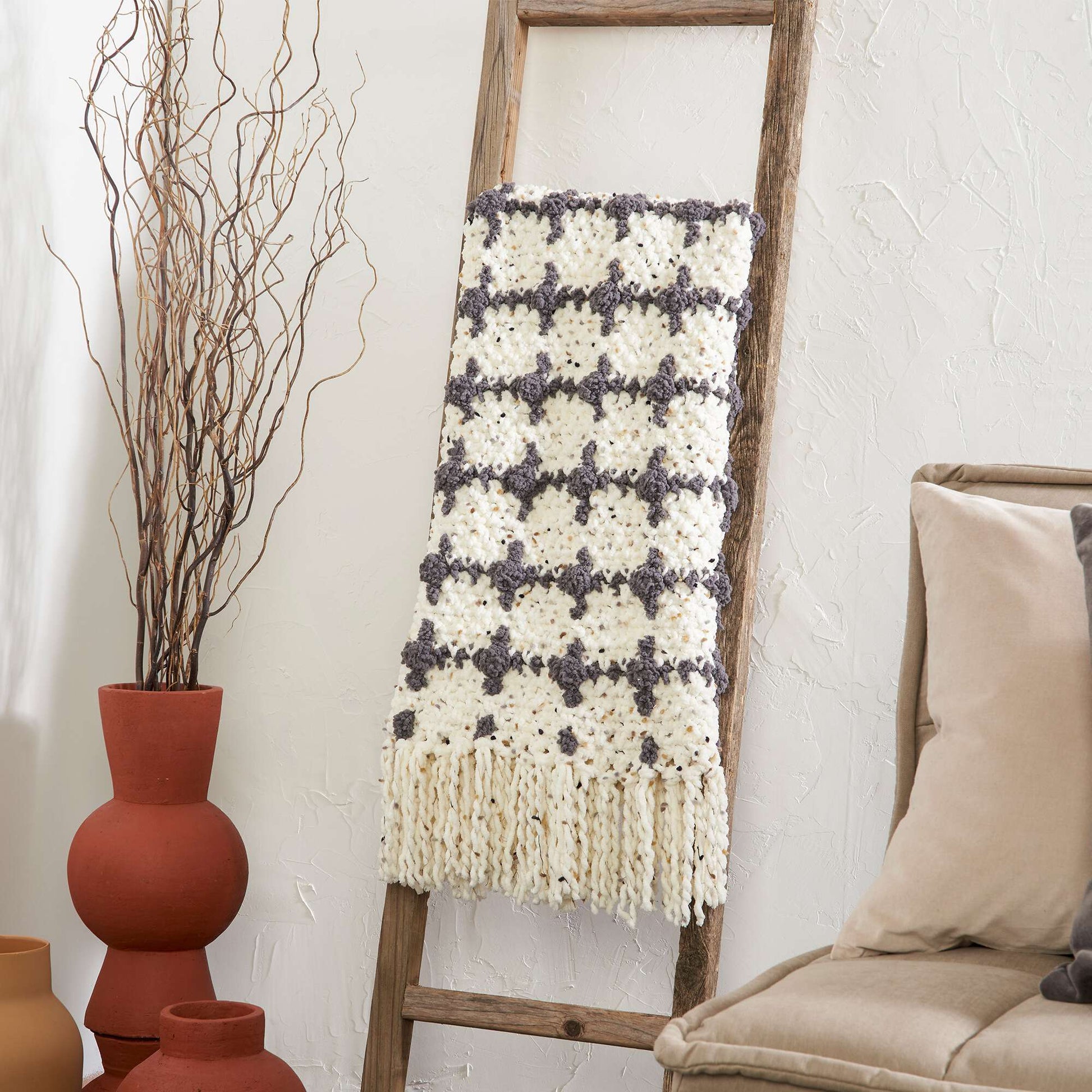 Free Bernat Bobble Grid Crochet Blanket Pattern