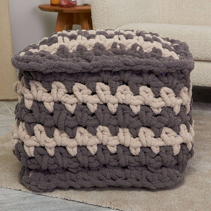 Bernat Crochet Striped Ottoman Crochet Blanket made in Bernat Blanket Extra Thick yarn
