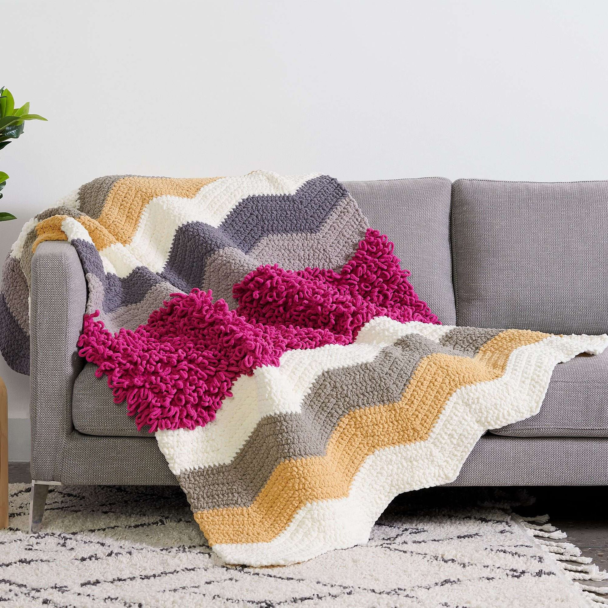 Free Bernat Outstanding Chevron Stripe Crochet Blanket Pattern